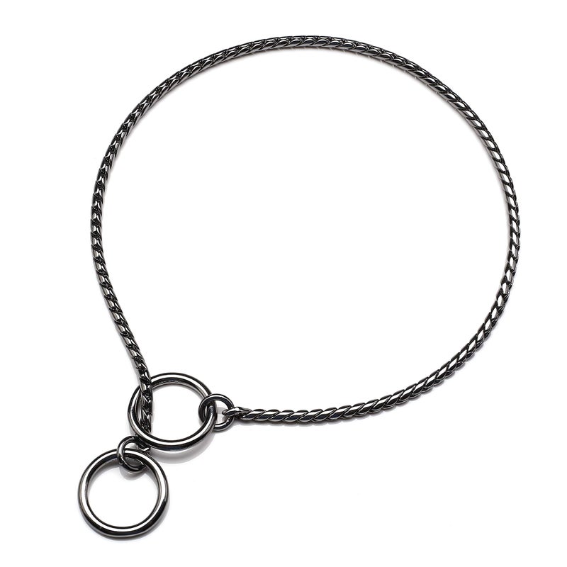 Mogoko Stainless Steel Dog Choke Chain Collar, Puppy Metal Snake Chain Slip Collar Pet Titan Training Walking Choker (Black;24.0"*5.0mm) - Image 1